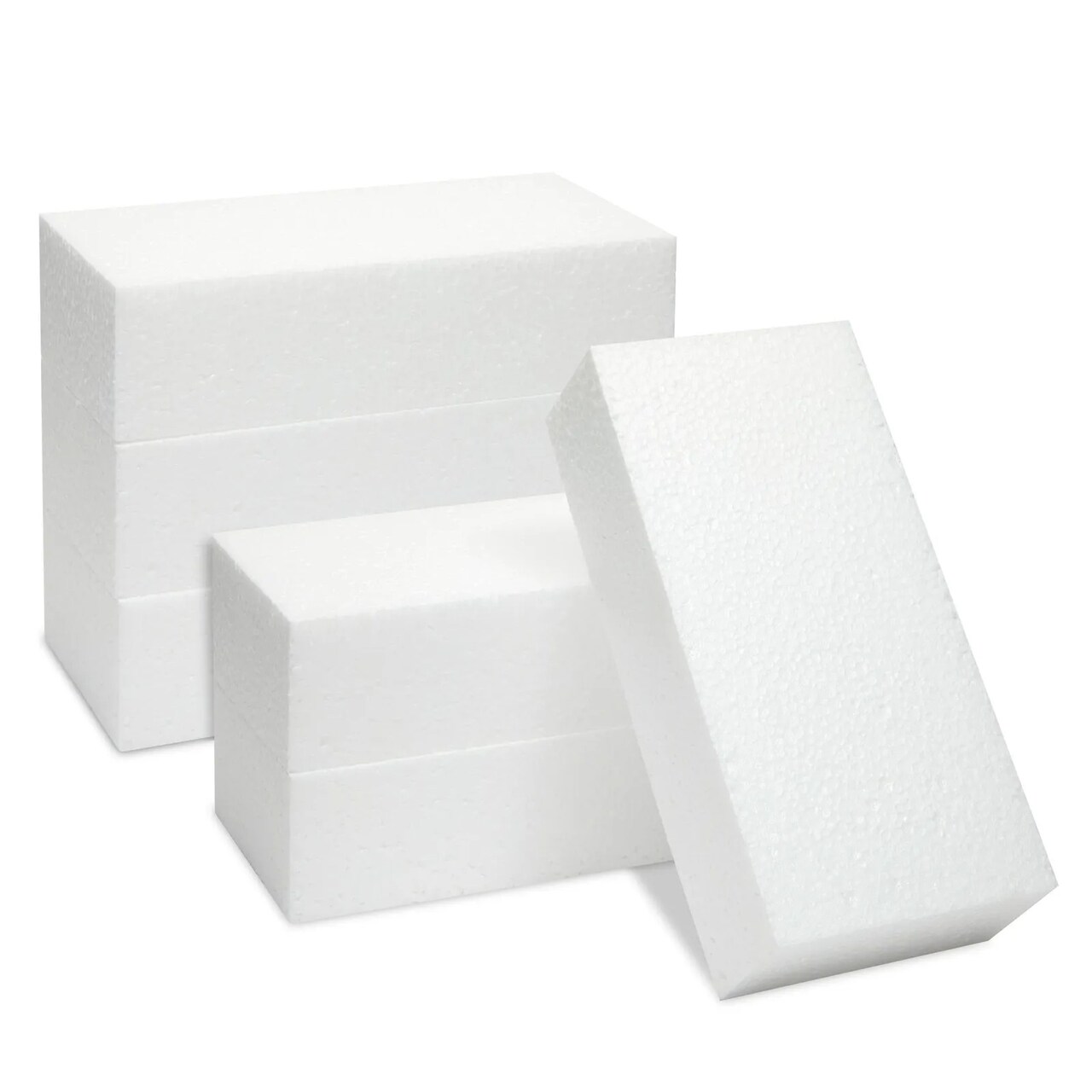 6 Pack Polystyrene Foam Blocks for Crafts Supplies, DIY Projects (8 x 4 x 2 In)
